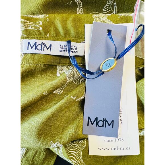 NEW MDM Top Animal Print Zebra Green Shirt Blouse Size Large Short Sleeves - Picture 10 of 13